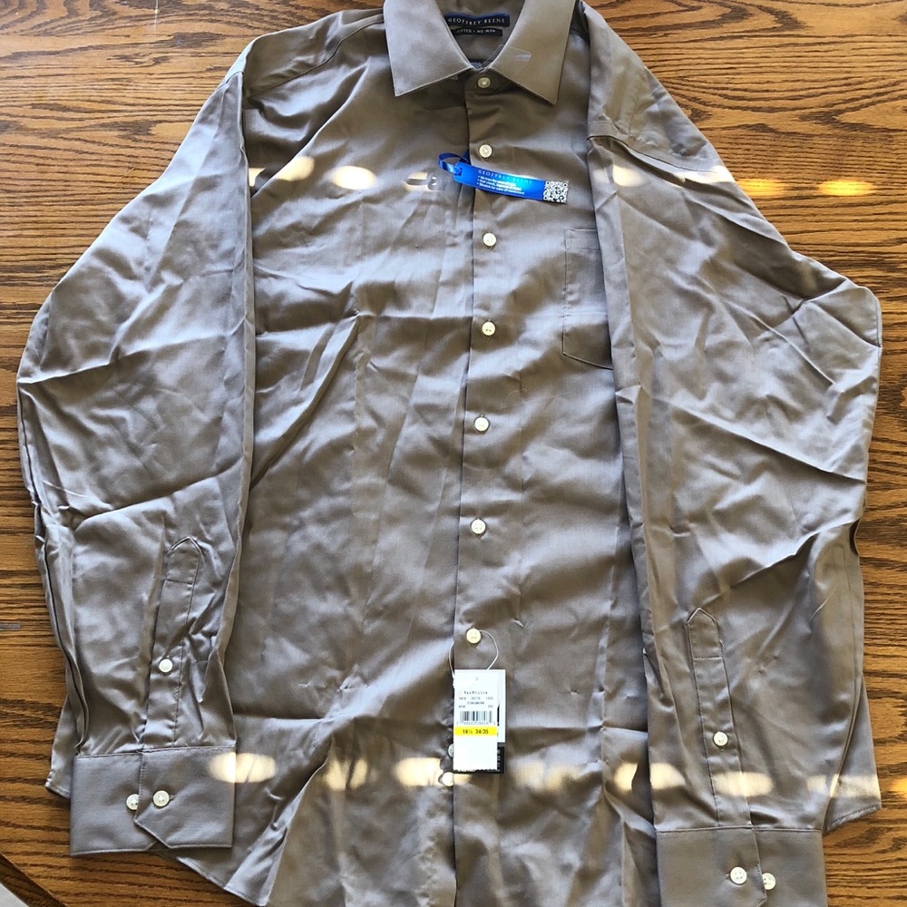 Geoffrey Beene Men’s Gray Dress Shirt Size L NWT